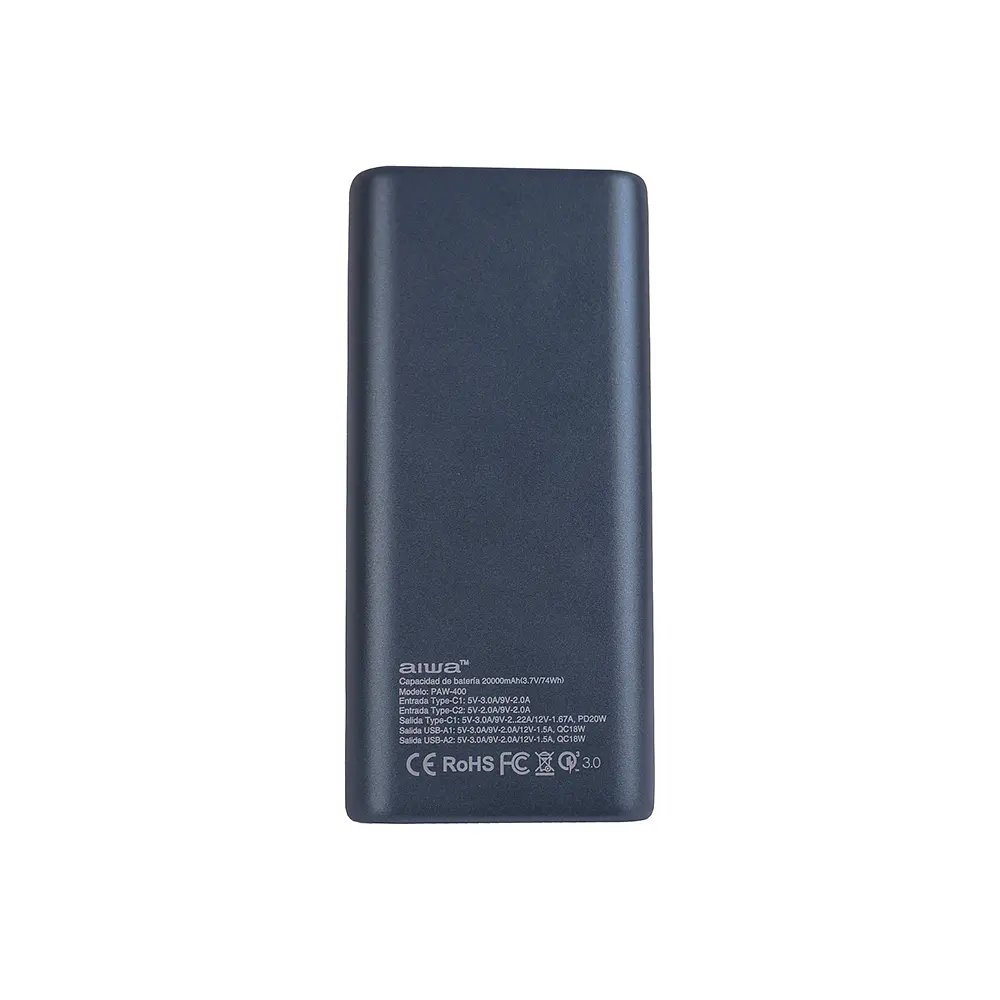 Cargador Batería Externa Power Bank 20.000 mah Aiwa Paw-400 4