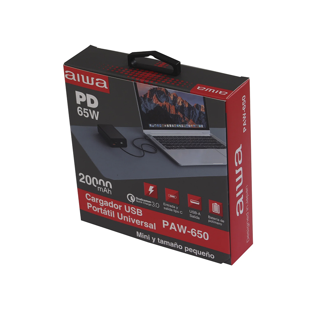 Cargador Batería Externa Power Bank 20.000 mah PD65w Aiwa Paw-650 4