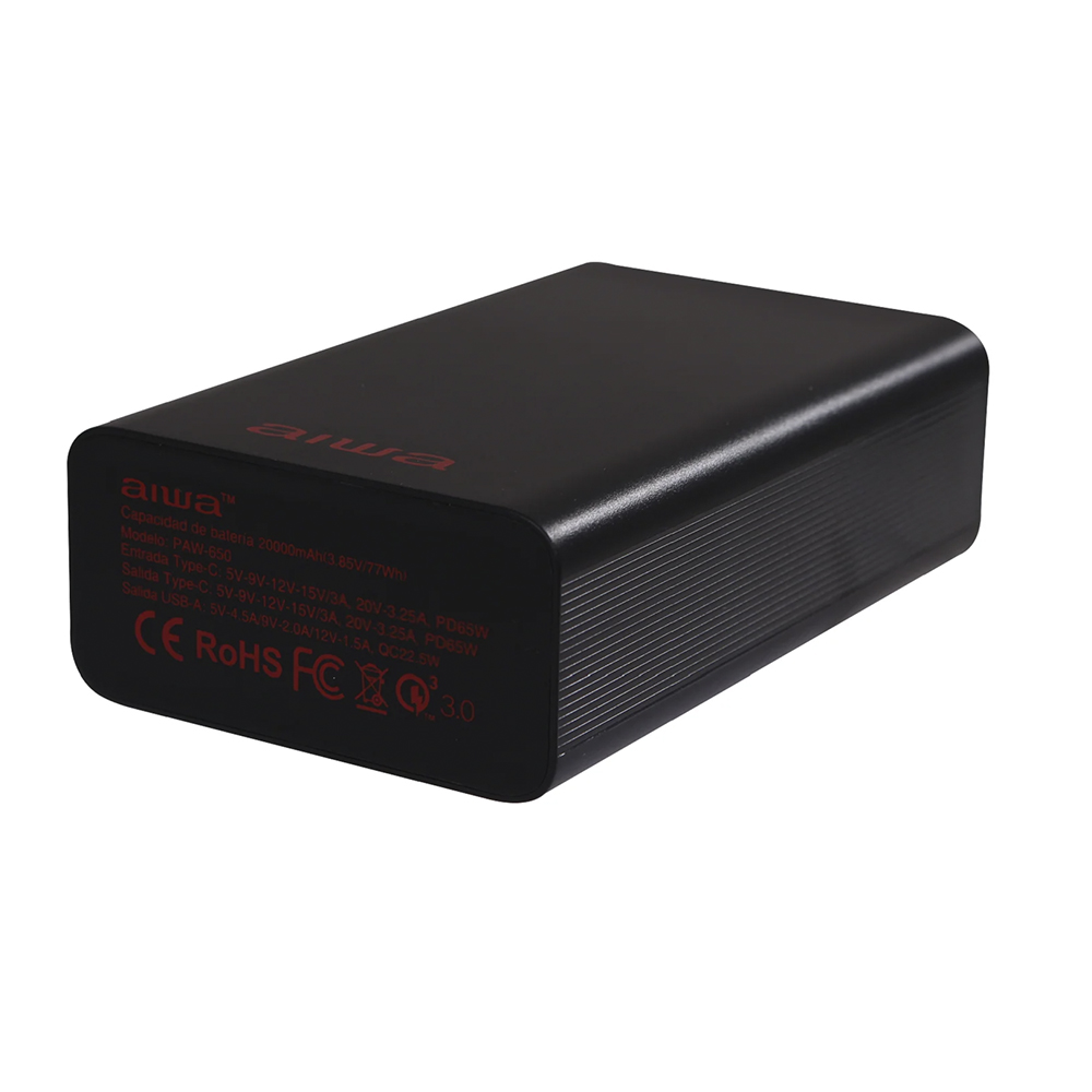 Cargador Batería Externa Power Bank 20.000 mah PD65w Aiwa Paw-650 2