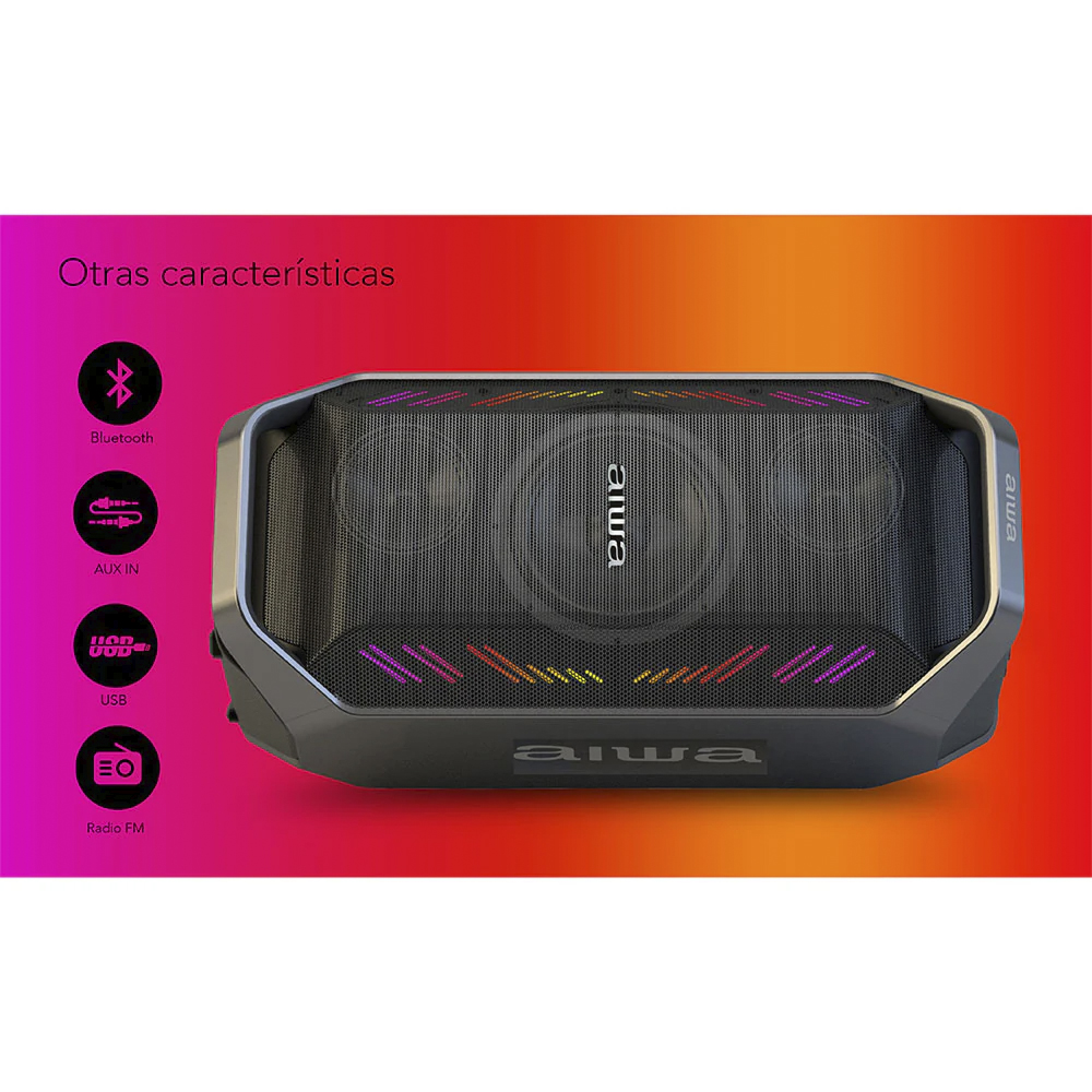 Parlante Portátil Bluetooth Aiwa 90w Con Radio Fm AW-A521 6