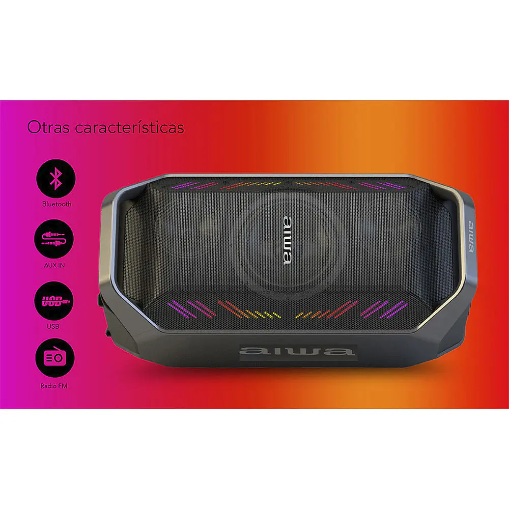 Parlante Portátil Bluetooth Aiwa 90w Con Radio Fm AW-A521 6