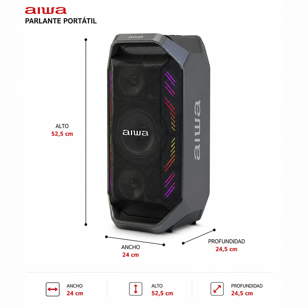 Parlante Portátil Bluetooth Aiwa 90w Con Radio Fm AW-A521 3
