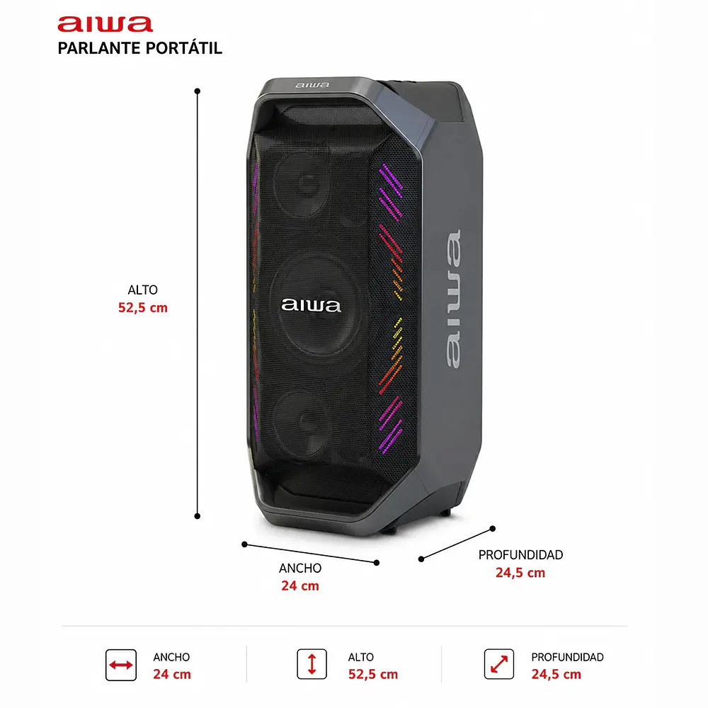 Parlante Portátil Bluetooth Aiwa 90w Con Radio Fm AW-A521 3