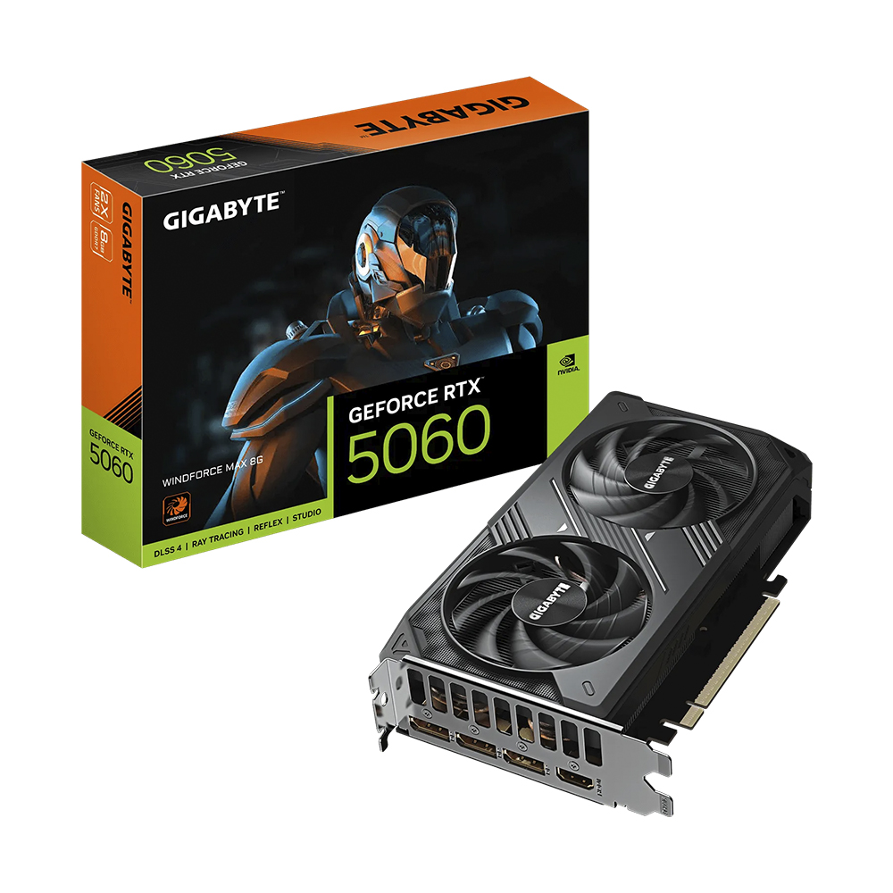 Tarjeta de Video Gigabyte Nvidia GeForce RTX 5060 WINDFORCE MAX 8G [GV-N5060WF2MAX-8GD] 1