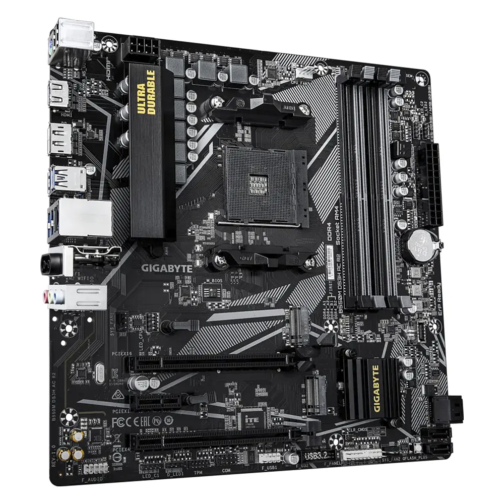 Placa Madre Gigabyte B550M DS3H AC R2, Socket AM4 3