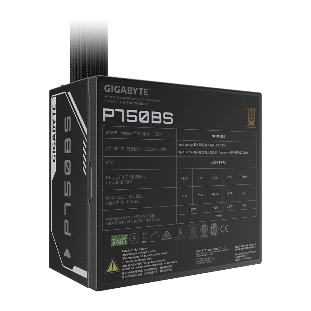 Fuente de Poder Gigabyte P750BS (750W) 80 Plus Bronce 5