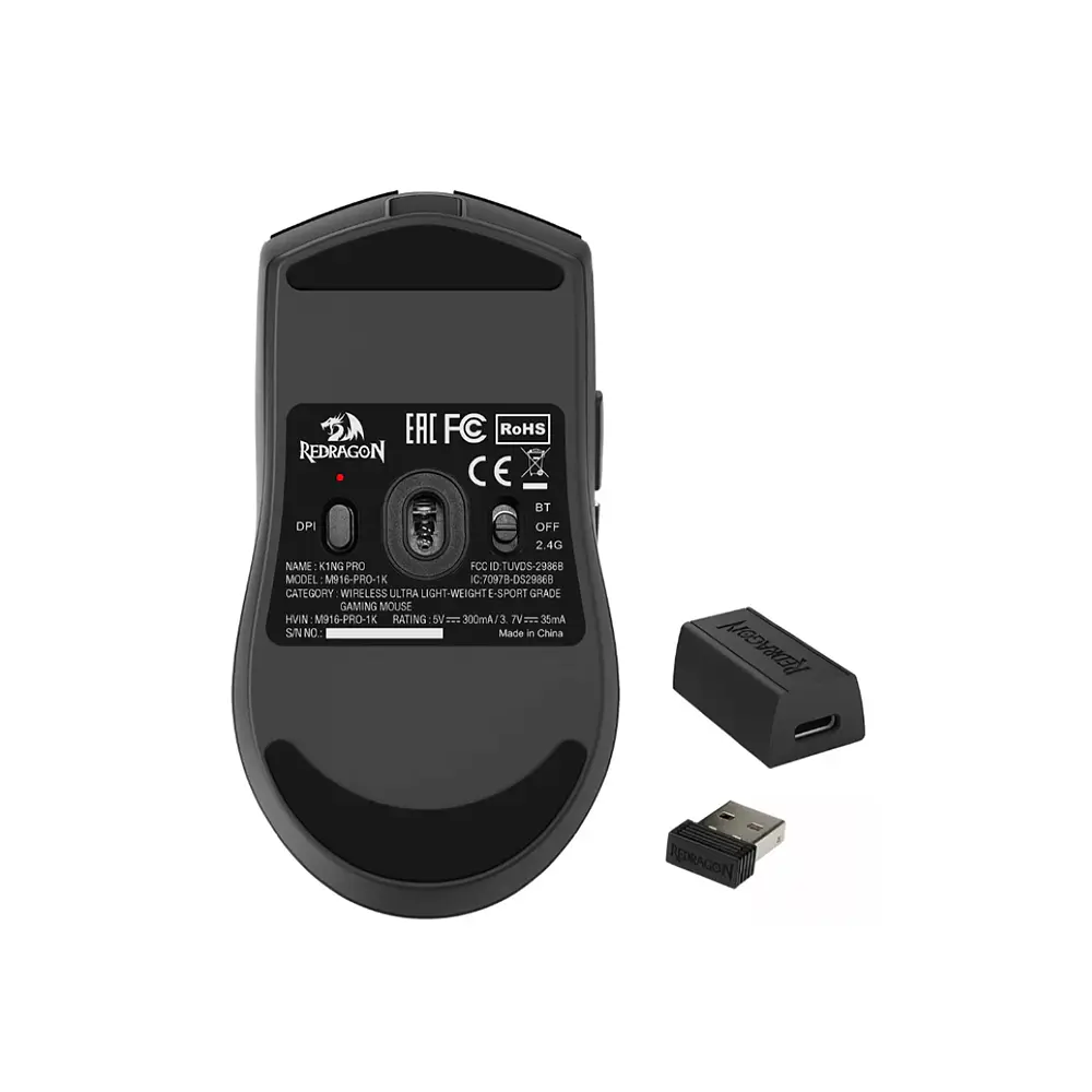 Mouse Gamer inalámbrico Redragon King Pro 1K M916, Color Negro 5