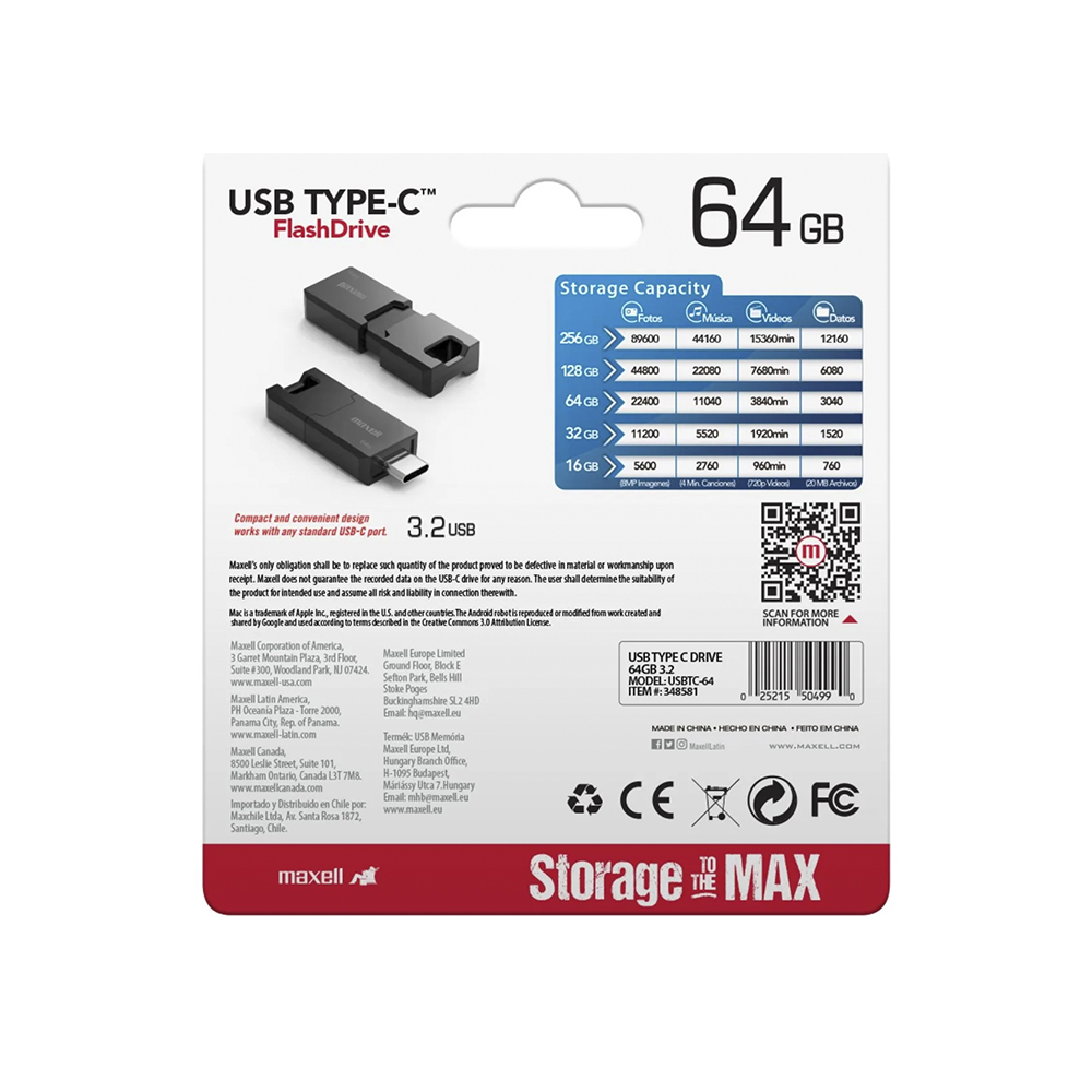 Pendrive Maxell 64GB USB TIPO-C 3