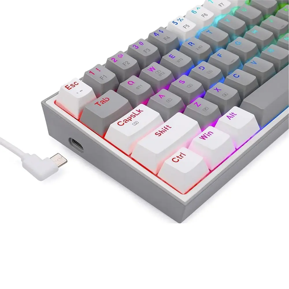 Teclado (ES) Gamer Redragon Fizz Pro RGB, inalámbrico, Switch Rojo, Color Blanco y Gris 3