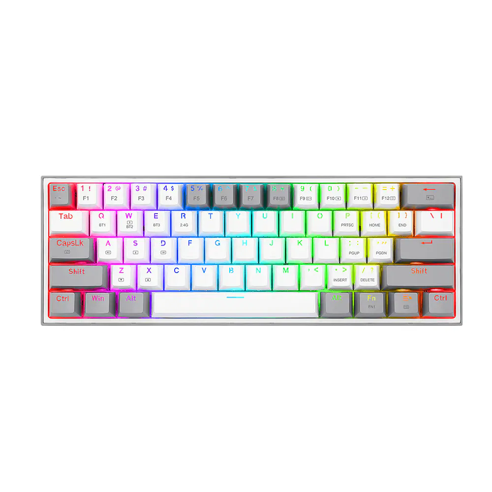 Teclado (ES) Gamer Redragon Fizz Pro RGB, inalámbrico, Switch Rojo, Color Blanco y Gris 1