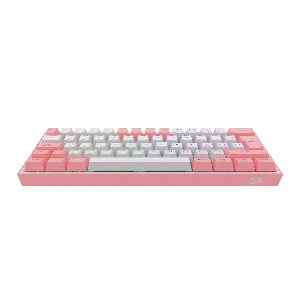 Teclado (ES) Gamer Redragon Fizz Pro RGB, inalámbrico, Switch Rojo, Color Blanco y Rosado 3