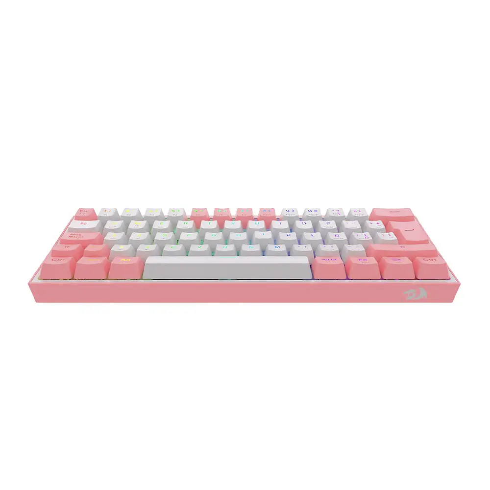 Teclado (ES) Gamer Redragon Fizz Pro RGB, inalámbrico, Switch Rojo, Color Blanco y Rosado 3