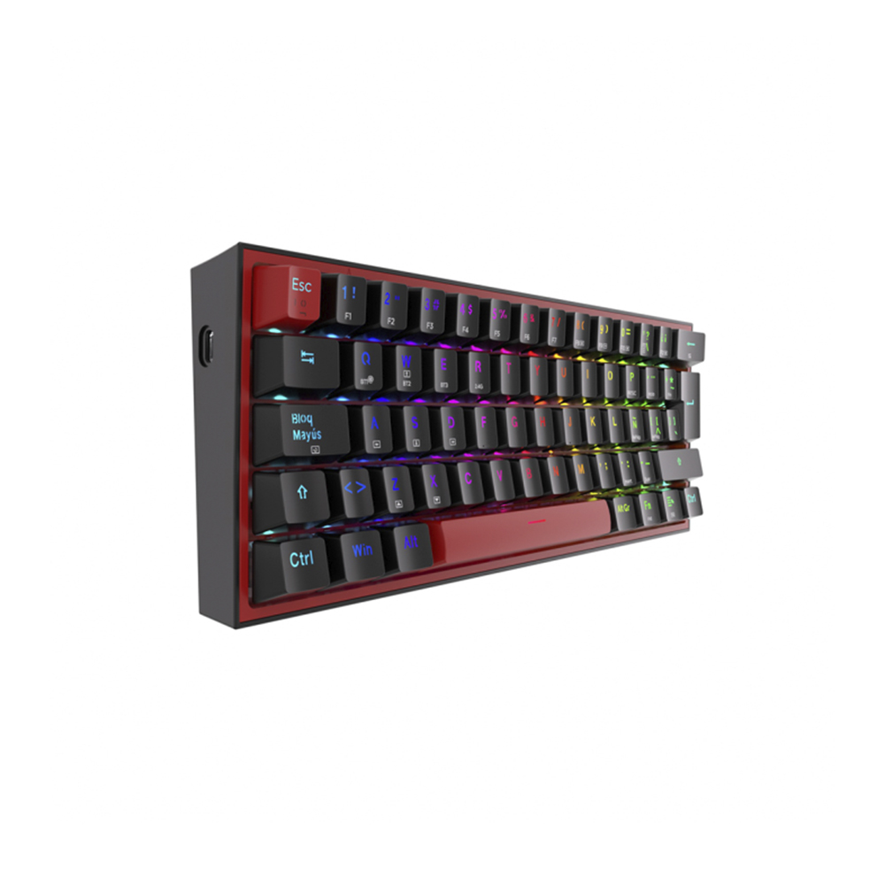 Teclado (ES) Gamer Redragon Fizz Pro RGB, inalámbrico, Switch Rojo, Color Negro 2