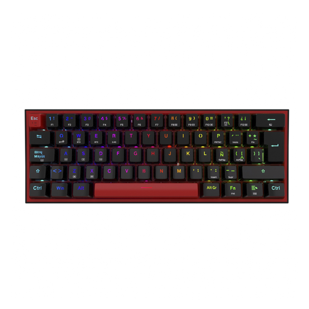 Teclado (ES) Gamer Redragon Fizz Pro RGB, inalámbrico, Switch Rojo, Color Negro 1