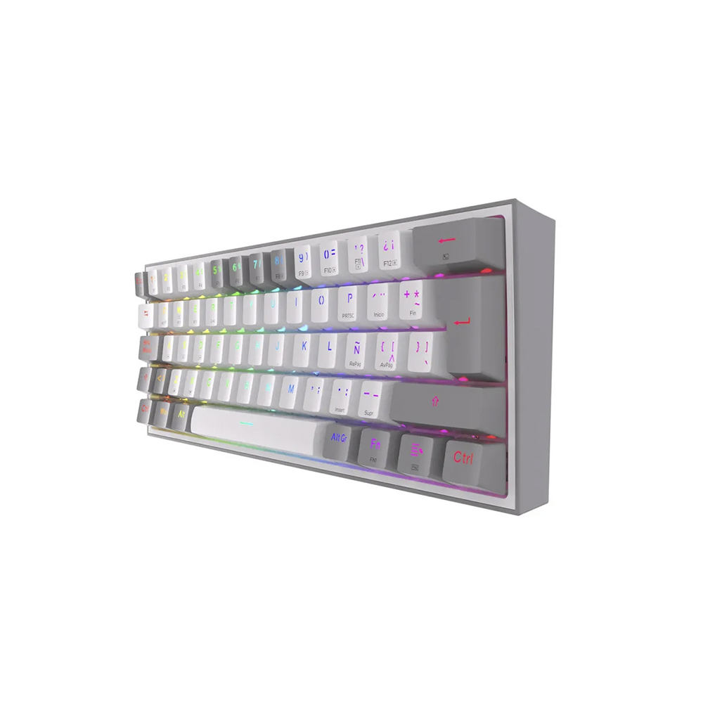 Teclado (ES) Gamer Redragon Fizz Pro RGB, inalámbrico, Switch Rojo, Color Blanco y Gris 2