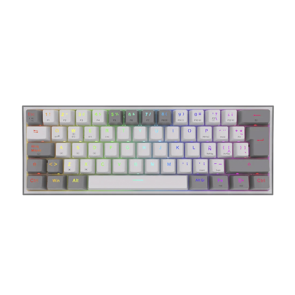 Teclado (ES) Gamer Redragon Fizz Pro RGB, inalámbrico, Switch Rojo, Color Blanco y Gris 1