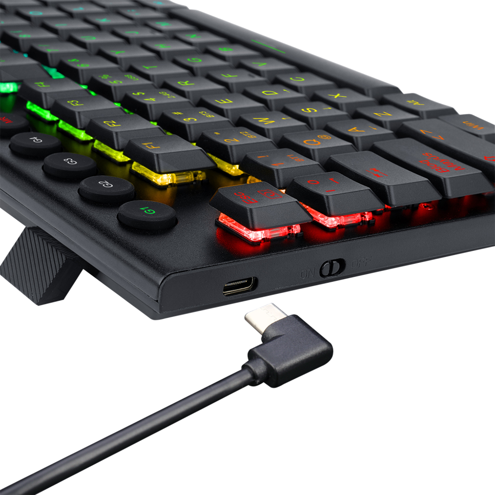Teclado (ES) Gamer Redragon Horus, inalámbrico, Switch Rojo, Color Negro 4