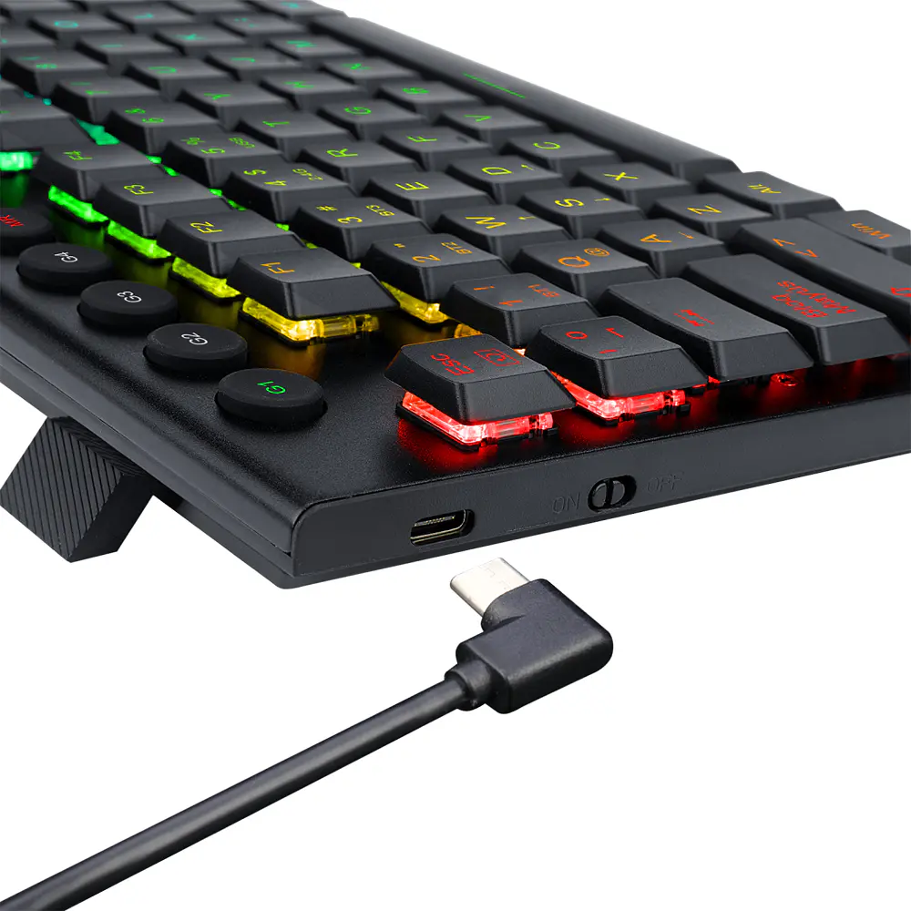 Teclado (ES) Gamer Redragon Horus, inalámbrico, Switch Rojo, Color Negro 4