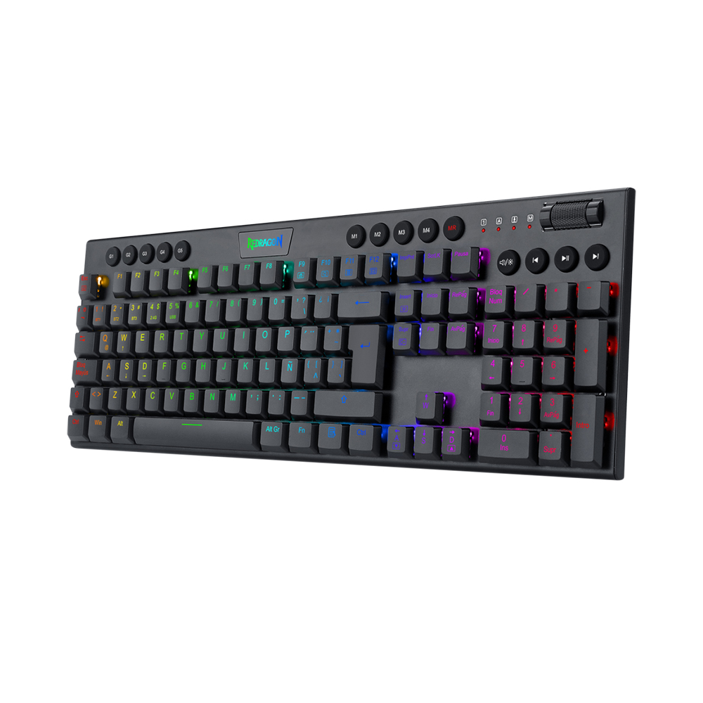 Teclado (ES) Gamer Redragon Horus, inalámbrico, Switch Rojo, Color Negro 2