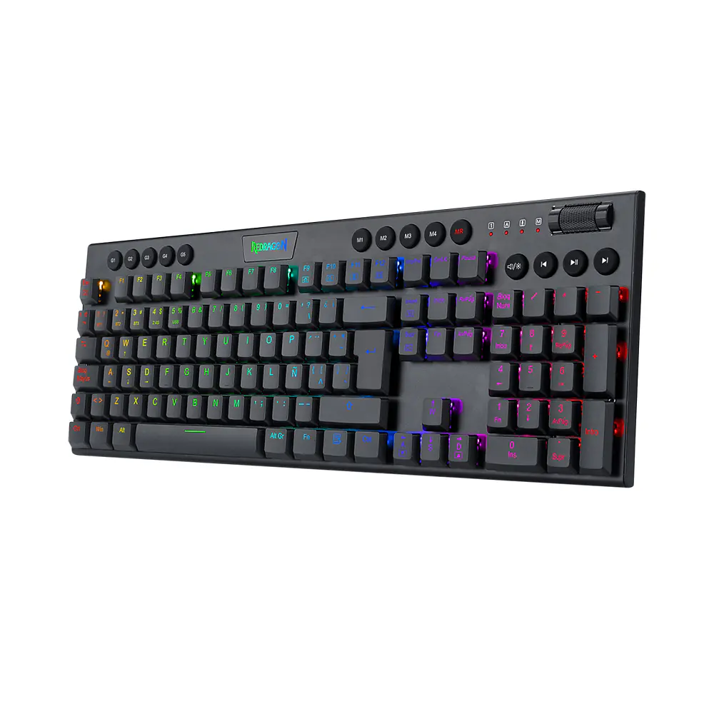 Teclado (ES) Gamer Redragon Horus, inalámbrico, Switch Rojo, Color Negro 2
