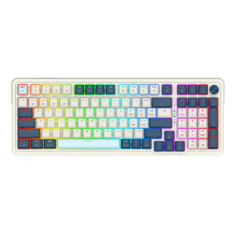 Teclado (ES) Gamer Redragon Eisa Pro K686, inalámbrico, Switch Rojo, Color Blanco y Azul 1