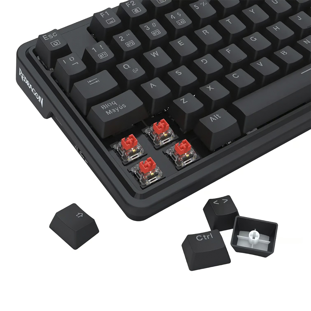 Teclado (ES) Gamer Redragon Ucal Pro K673, inalámbrico, Switch Rojo, Color Negro 6