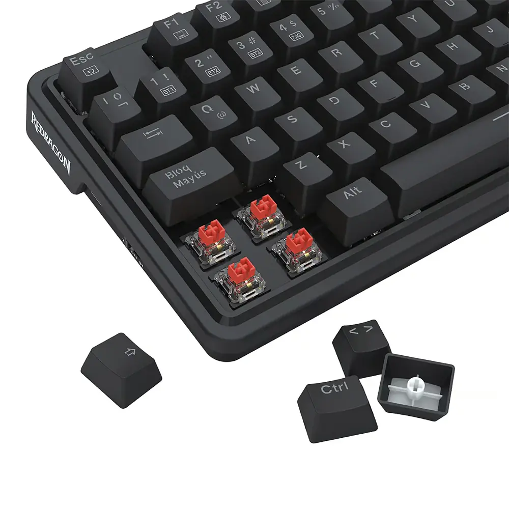 Teclado (ES) Gamer Redragon Ucal Pro K673, inalámbrico, Switch Rojo, Color Negro 6