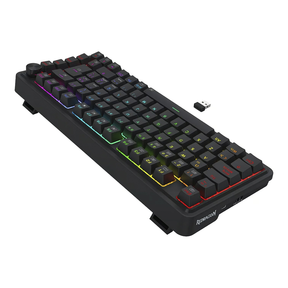 Teclado (ES) Gamer Redragon Ucal Pro K673, inalámbrico, Switch Rojo, Color Negro 4