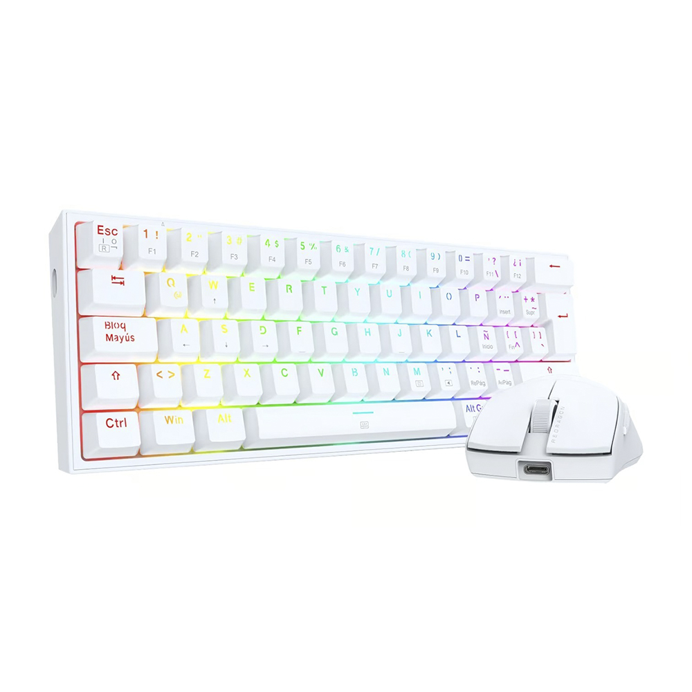 Combo Teclado (ES) + Mouse Redragon S143W, Color Blanco 2