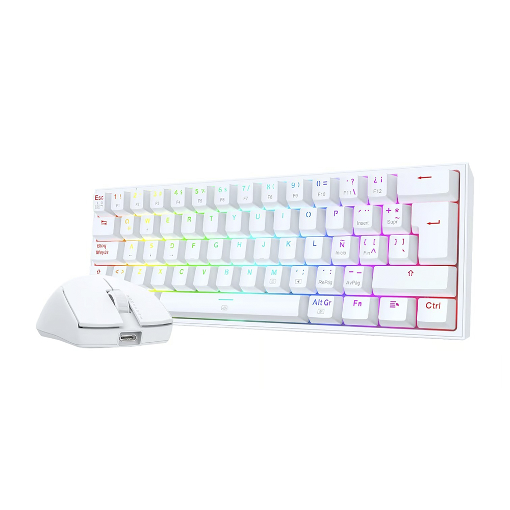 Combo Teclado (ES) + Mouse Redragon S143W, Color Blanco 1