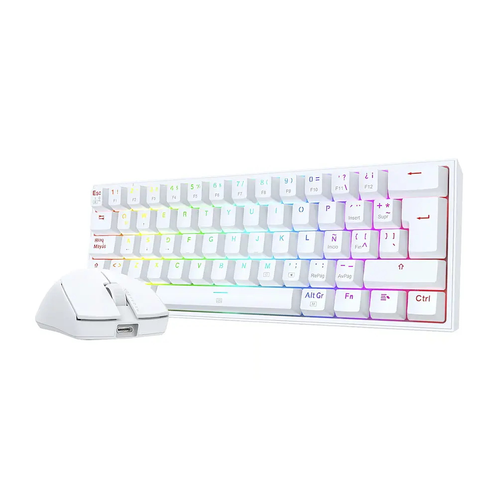 Combo Teclado (ES) + Mouse Redragon S143W, Color Blanco 1
