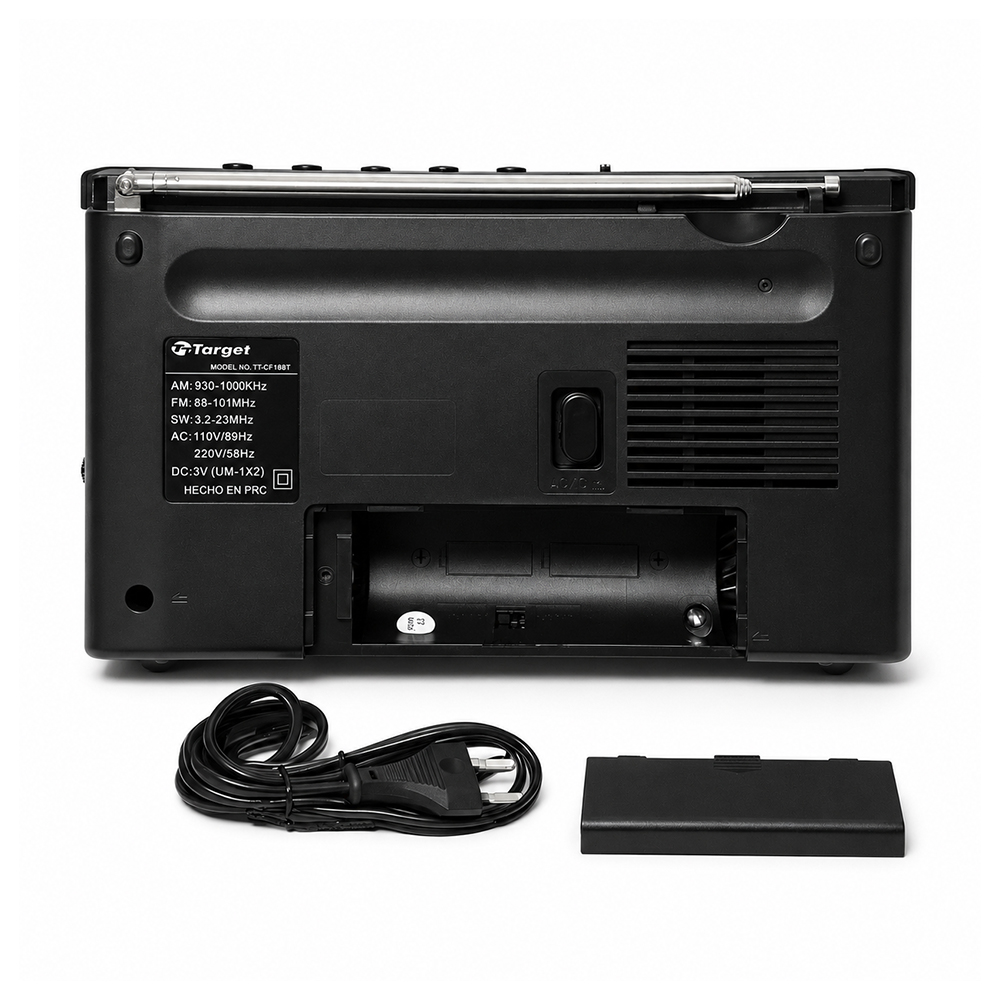 Radio Portátil Bluetooth Target TT-CF18BT 4 Bandas AM/FM/SW USB Micro SD Recargable 3