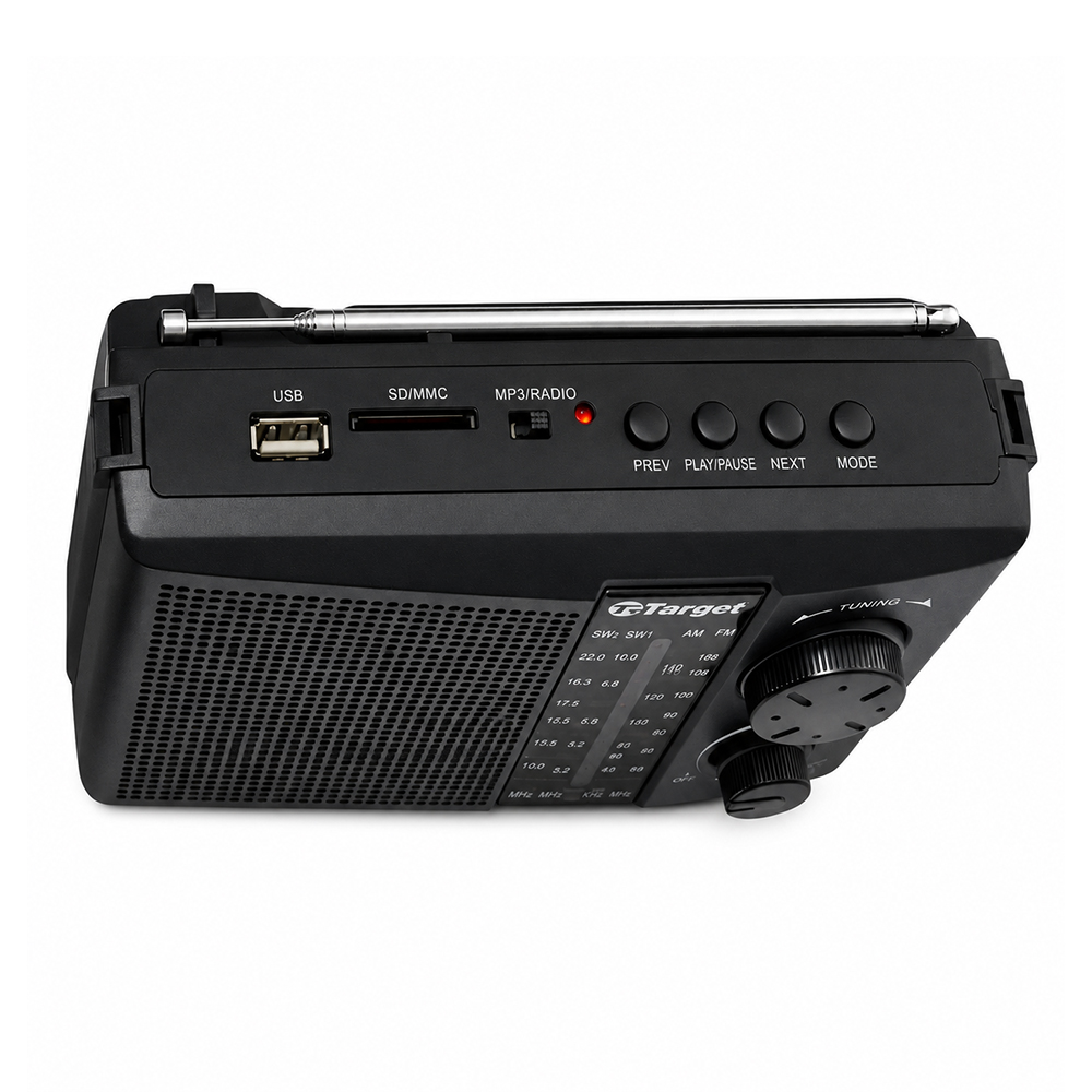 Radio Portátil Bluetooth Target TT-CF18BT 4 Bandas AM/FM/SW USB Micro SD Recargable 2