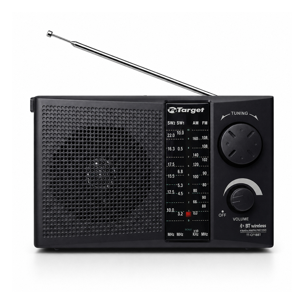 Radio Portátil Bluetooth Target TT-CF18BT 4 Bandas AM/FM/SW USB Micro SD Recargable 1