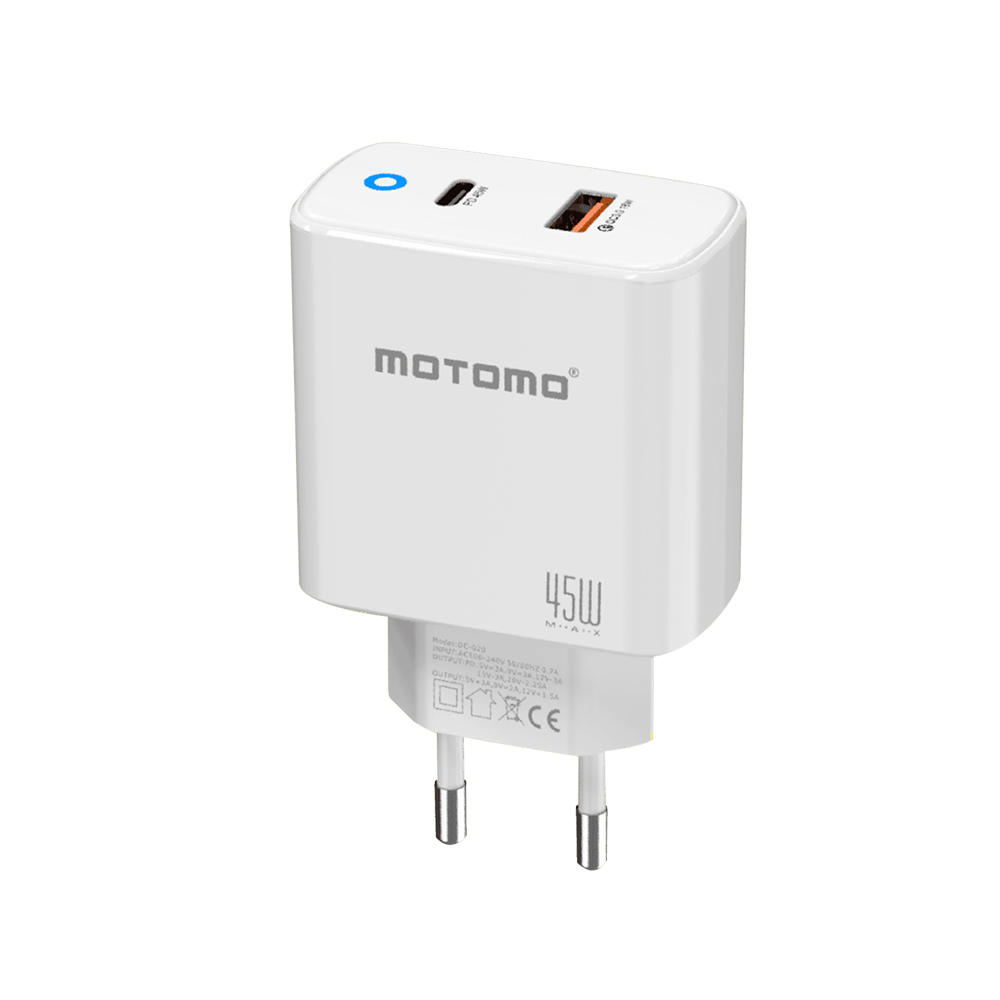Cargador de Pared Motomo CR45W Power Delivery 45W USB-C + USB-A con Cable USB-C 2
