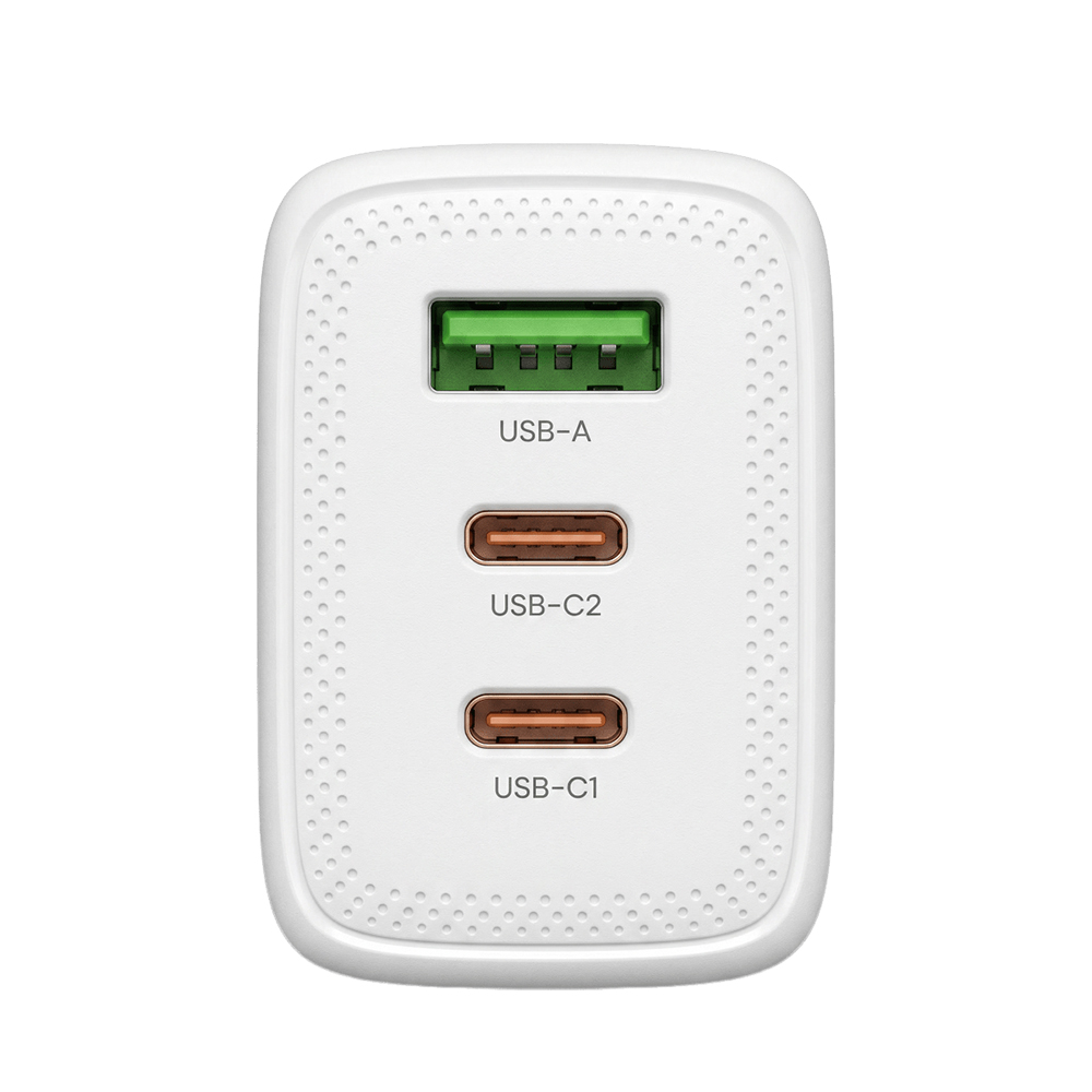 Cargador de Pared Motomo GaN 65W Triple Puerto USB-C + USB-C + USB-A Power Delivery con Cable USB-C 2