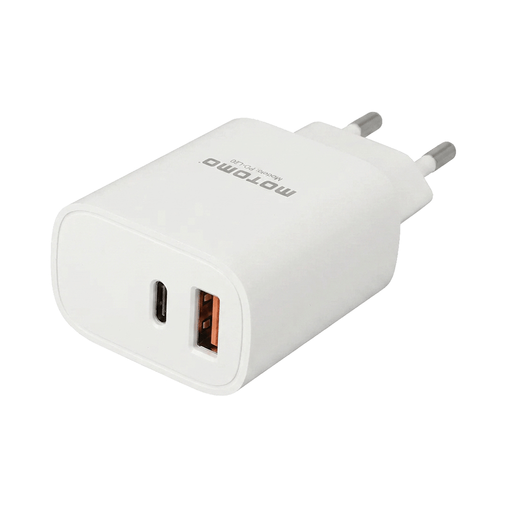 Cargador de Pared Motomo PD-L20 20W USB-C + USB-A con Cable Tipo C a Tipo C 3