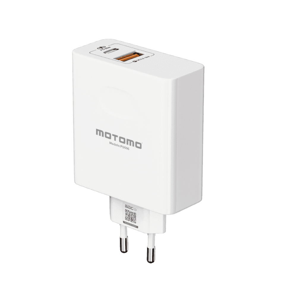Cargador de Pared Motomo PD006 65W USB-C + USB-A Power Delivery Carga Rápida 2