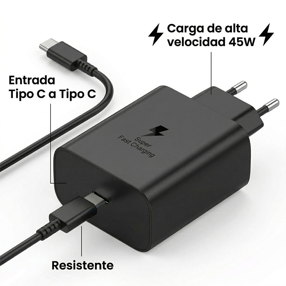 Cargador de Pared Motomo LS-45 PD 45W USB-C Power Delivery con Cable Tipo C 3