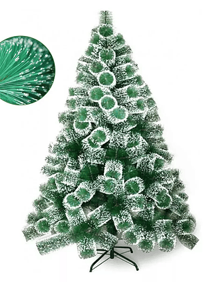 Arbol de navidad ramas verdes tipo aguja efecto nevado 1.8 metros 