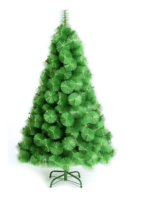 Arbol de navidad ramas verdes tipo aguja efecto nevado 2.1 metros