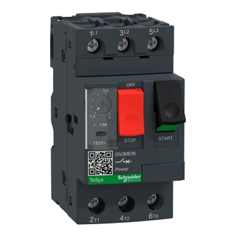 Guardamotor magnetotermico mando por pulsador 3 polos - 1 a 1,6A modelo GV2ME06