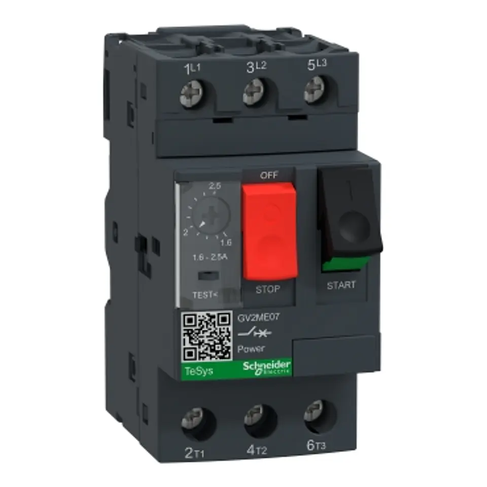 Guardamotor magnetotermico mando por pulsador 3 polos 1.6 a 2.5A modelo GV2ME07 1