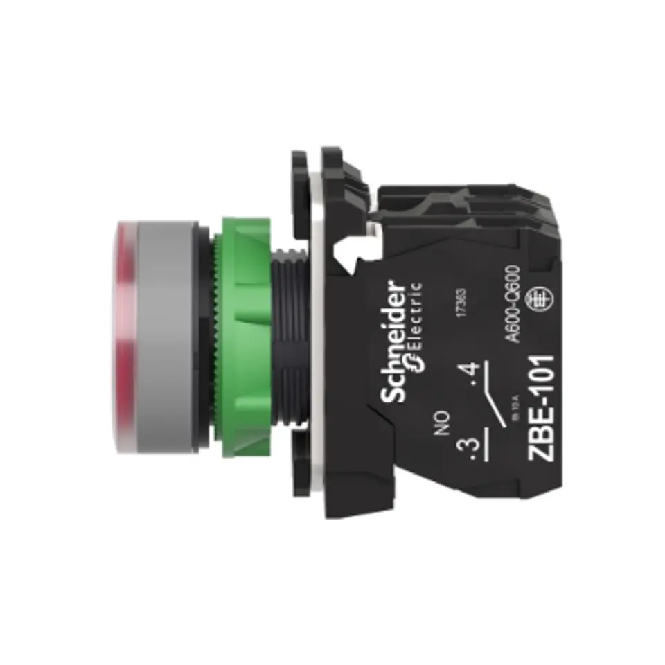 Pulsador luminoso rojo led 24vac 1na 1nc color gris modelo XB5AW34B5C 2
