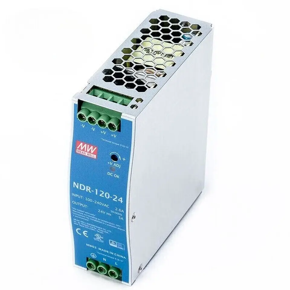 Fuente de poder 24 VDC MEAN WELL MODELO NDR-120-24 5A riel DIN  1