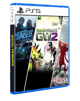 3 JUEGOS EN 1 Need for Speed + Plants vs. Zombies Garden Warfare 2 + Unravel PS5 