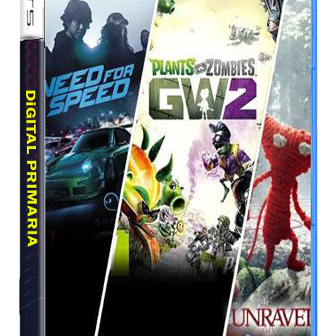 3 JUEGOS EN 1 Need for Speed + Plants vs. Zombies Garden Warfare 2 + Unravel PS5  1