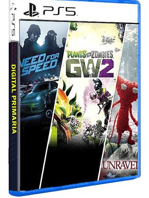 3 JUEGOS EN 1 Need for Speed + Plants vs. Zombies Garden Warfare 2 + Unravel PS5 