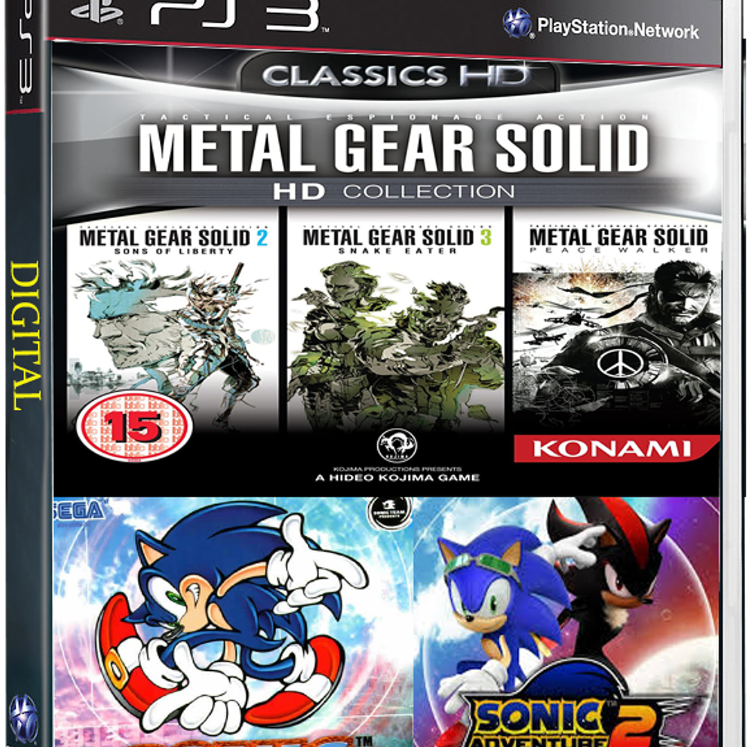 PACK 5 en 1 METAL GEAR SOLID HD COLLECTION - Sonic Adventure 1  -Sonic adventure 2  PS3 1