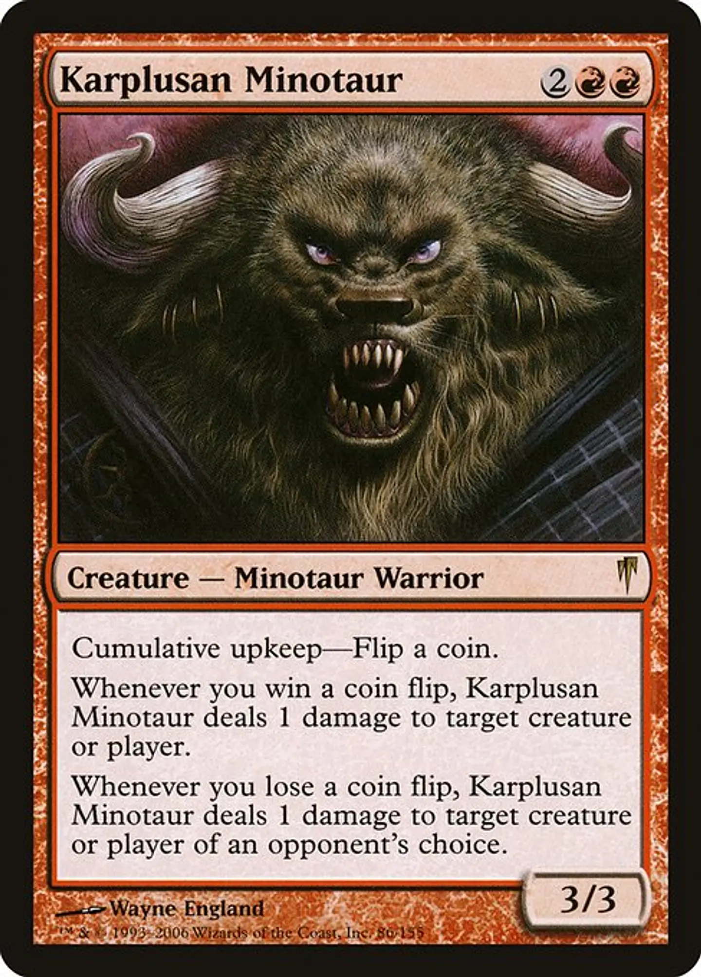 Carta Magic - Karplusan Minotaur - Idioma: Ingles - Edicion: Coldsnap 1